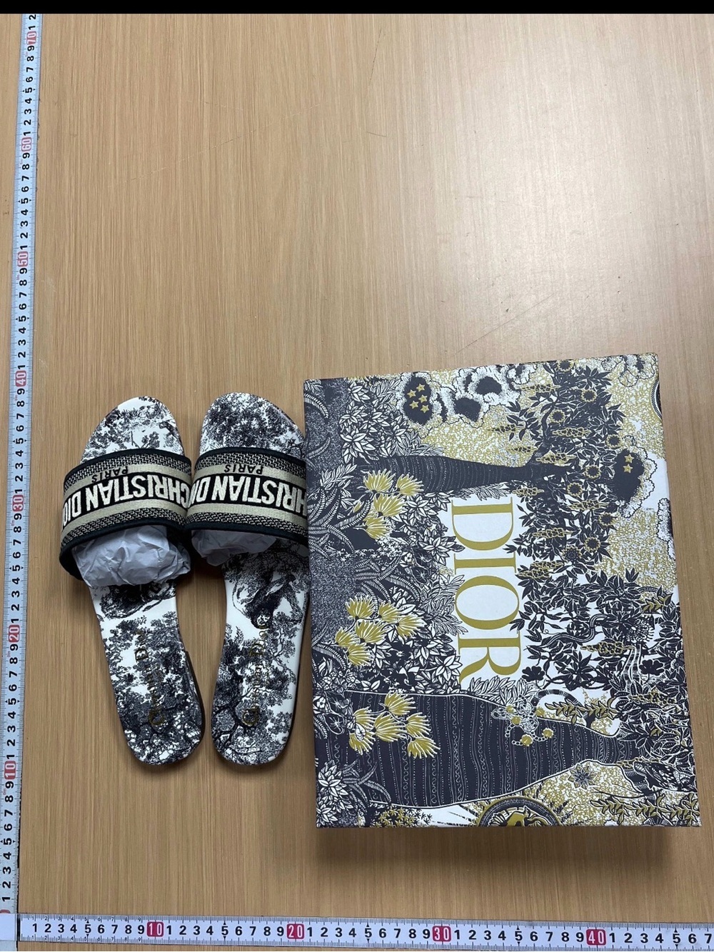 Christian Dior Black & White Toile Slide Sandals